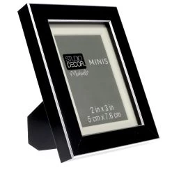 Wholesale 😀 24 Pack: Black Ridged Mini Frame With Mat By Studio Décor® by Studio Decor 👍