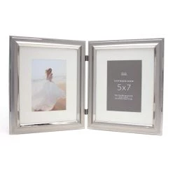Discount ⭐ 2 Opening Silver Hinged 5" x 7" Frame with Mat, Expressions™ by Studio Décor® by Studio Decor 🔥