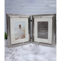 Discount ⭐ 2 Opening Silver Hinged 5" x 7" Frame with Mat, Expressions™ by Studio Décor® by Studio Decor 🔥 -Studio Decor shop 10417108 4