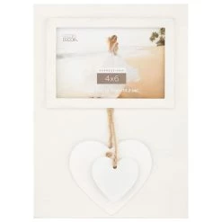 Buy 🛒 White Dangle Hearts 4" x 6" Frame, Expressions™ by Studio Décor® by Studio Decor 🛒