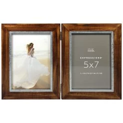 Discount 😉 12 Pack: 2 Opening Walnut & Silver 5" x 7" Hinged Frame, Expressions™ by Studio Décor® by Studio Decor 🛒
