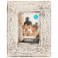 Brand new ❤️ Brown & White Floral 4" x 6" Frame, Expressions™ by Studio Décor® by Studio Decor 👍