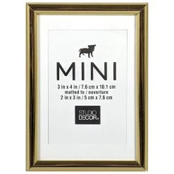 Outlet 🛒 Distressed Gold Mini Frame with Mat by Studio Décor® by Studio Decor 😀