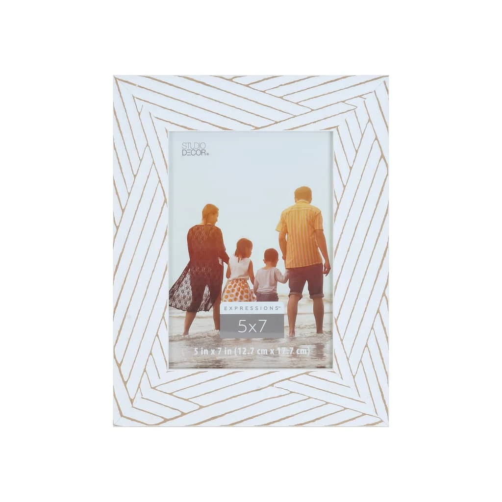 Best Pirce ✨ White with Brown Lines 5" x 7" Frame, Expressions™ by Studio Décor® by Studio Decor ⭐ 1 Best Pirce ✨ White with Brown Lines 5" x 7" Frame, Expressions™ by Studio Décor® by Studio Decor ⭐