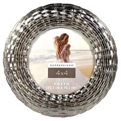 Buy ✔️ Silver Round Wicker Metal 4" x 4" Frame, Expressions™ by Studio Décor® by Studio Decor 👍