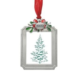 Buy 😀 Silver & Red Bow 2022 Rectangle Ornament Frame by Studio Décor® by Studio Decor 🔔